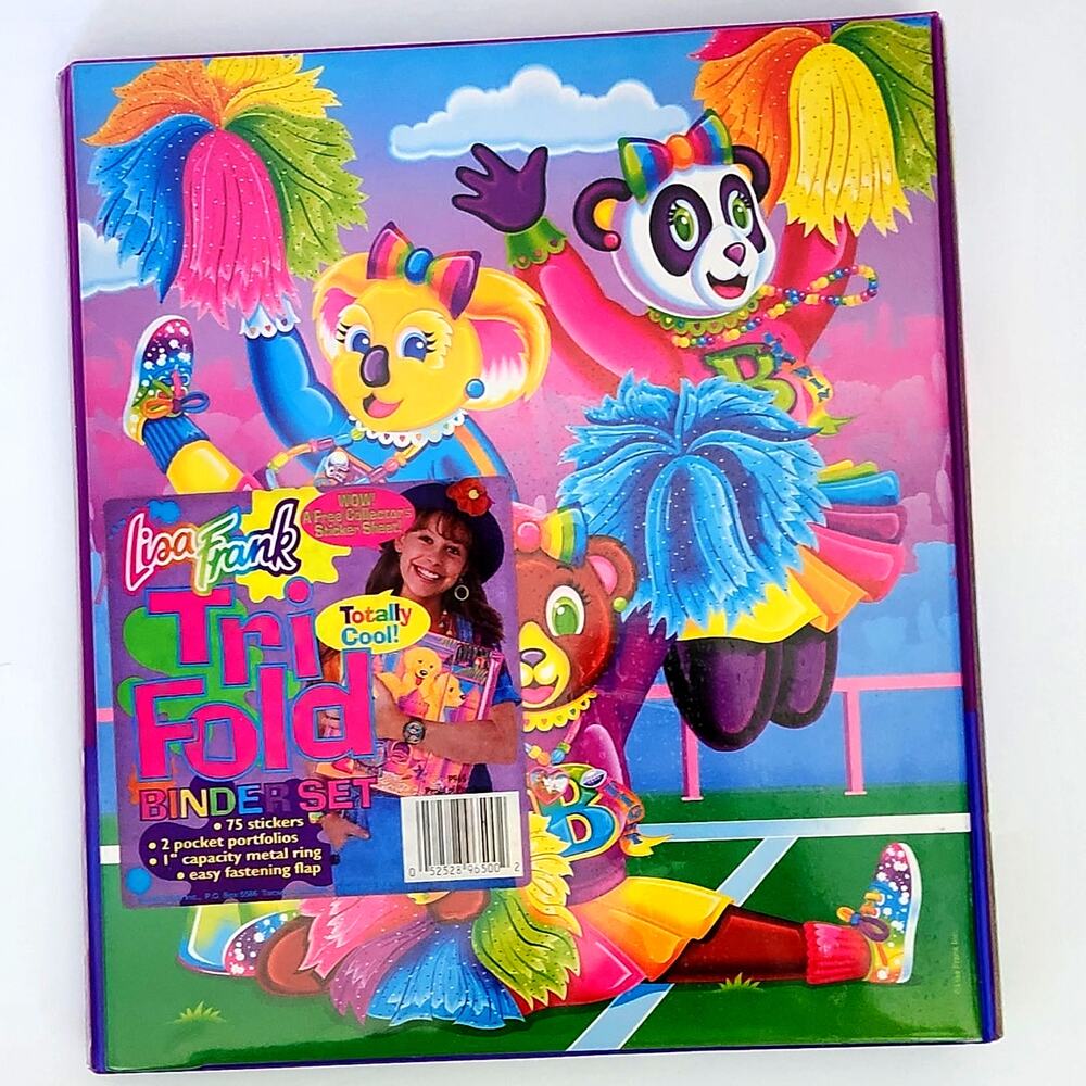 RARE Vintage Lisa Frank Cheer Bears | Unused 1990s Cheerleader Tri-Fold Binder